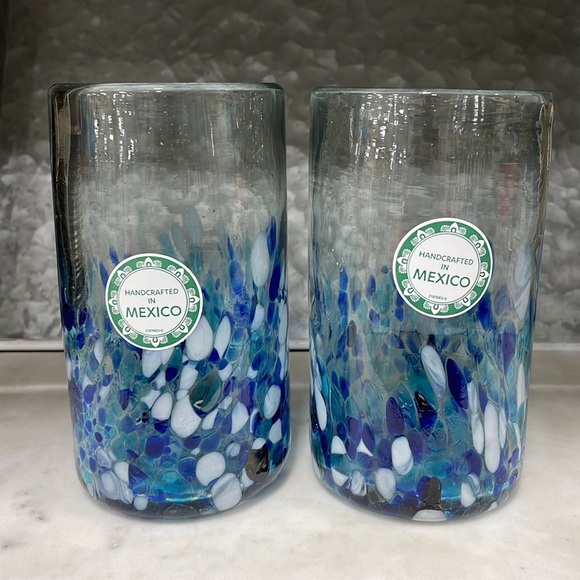 Confetti Multicolored Recycled Handblown Glass Hiball Glass Set of Two 19 oz NWT - Picture 8 of 8